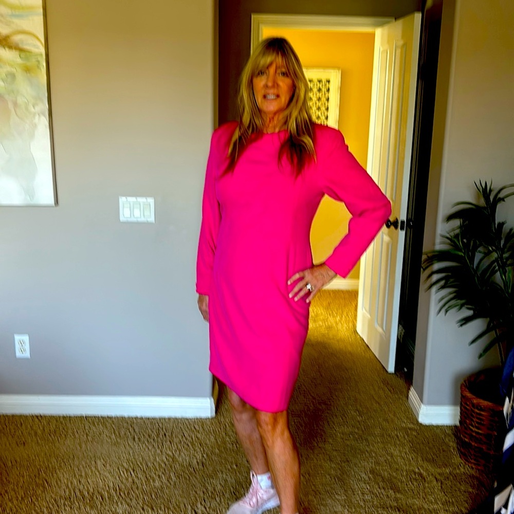 Hot pink sexy silk dress